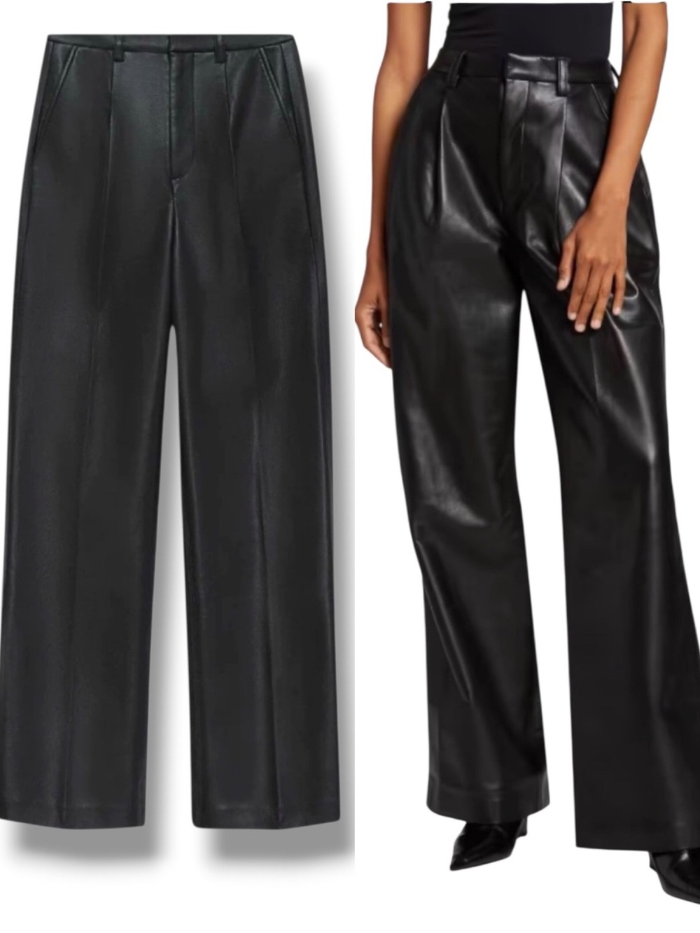 ANINE BING Carmen Pants Black Recycled Faux Leather Size 30